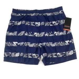 Hawke & Co Navy Tropical Stripe Swim Trunks Men's XL 40W
